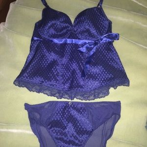 NWOT Blue Cacique Corset and Panty set. 26/28